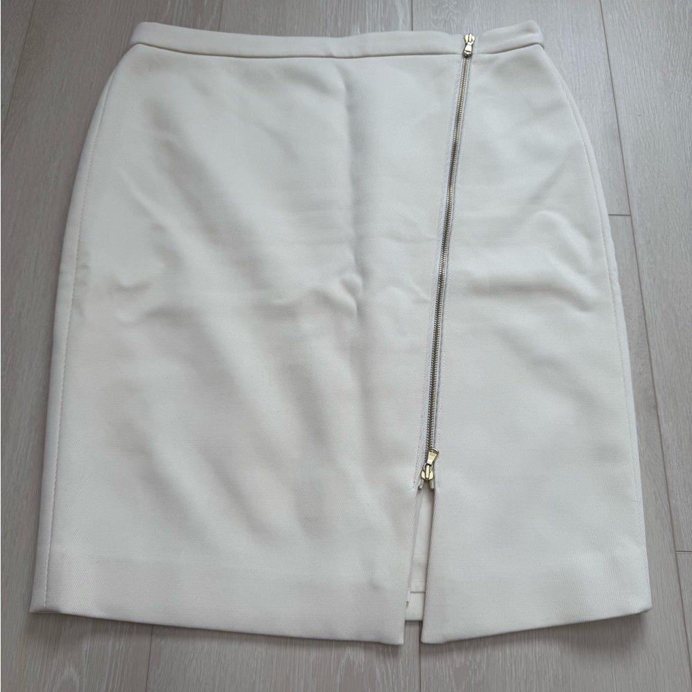 J. Crew Cream Gold Accented Zipper Skirt